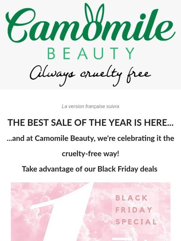 Black Friday is here at Camomile Beauty! Black Friday est ici chez Camomile Beauty!
