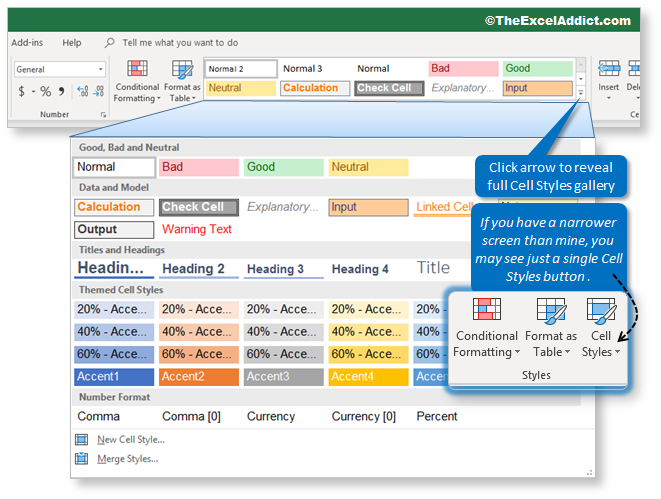 Cell Style Palette in Microsoft Excel 2007 2010 2013 2016 365 2019 Cell Style Palette in Microsoft Excel 2007 2010 2013 2016 365 2019
