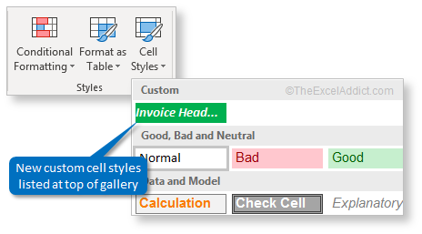 Custom Cell Styles Listed At Top in Microsoft Excel 2007 2010 2013 2016 365 2019 Custom Cell Styles Listed At Top in Microsoft Excel 2007 2010 2013 2016 365 2019