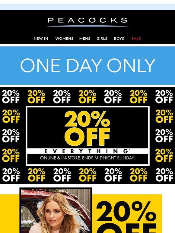 Peacocks 99p Delivery 1 Day only. Milled