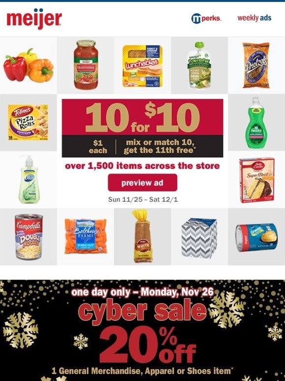 Meijer 10 for 10 is back + one day only cyber sale Milled