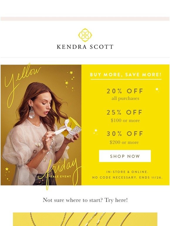 Kendra Scott Yellow Friday is HERE Up to 30 Off EVERYTHING. Milled