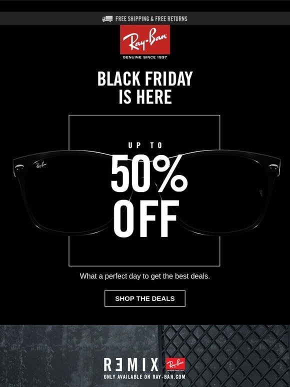 Ray-Ban: Up to 50% off // Black Friday 