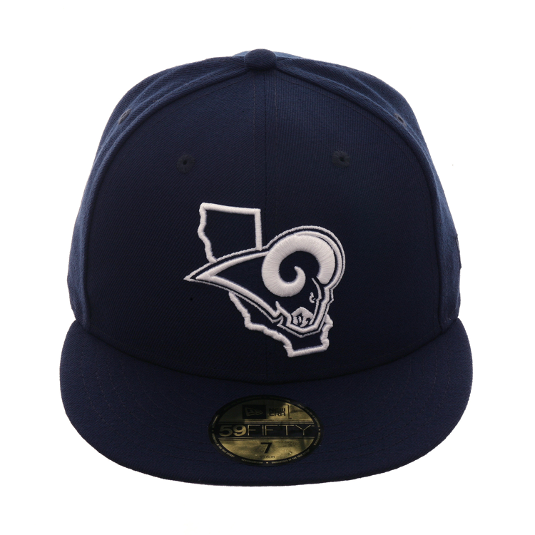 Exclusive New Era 59Fifty Los Angeles Rams State Hat - Navy, White