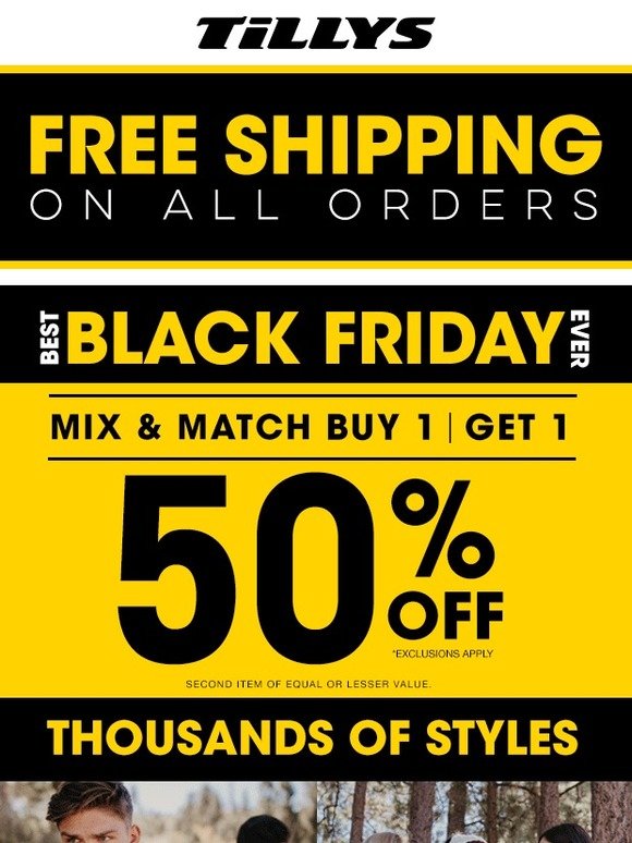 Tilly's Hours Left Mix & Match BOGO 50 Off Black Friday Milled