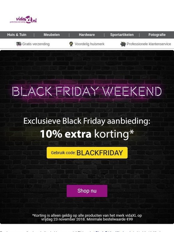 Leegte verkoopplan Grondwet VidaXL NL: Black Friday XL aanbiedingen beginnen vandaag! | Milled
