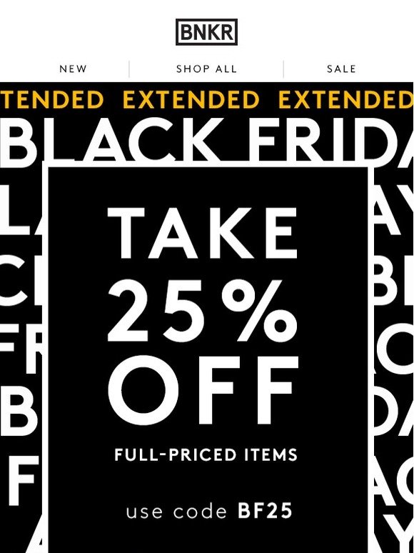 Fashion Bunker Bnkr Extended Don T Miss 25 Off In Our Black Friday Sale Milled