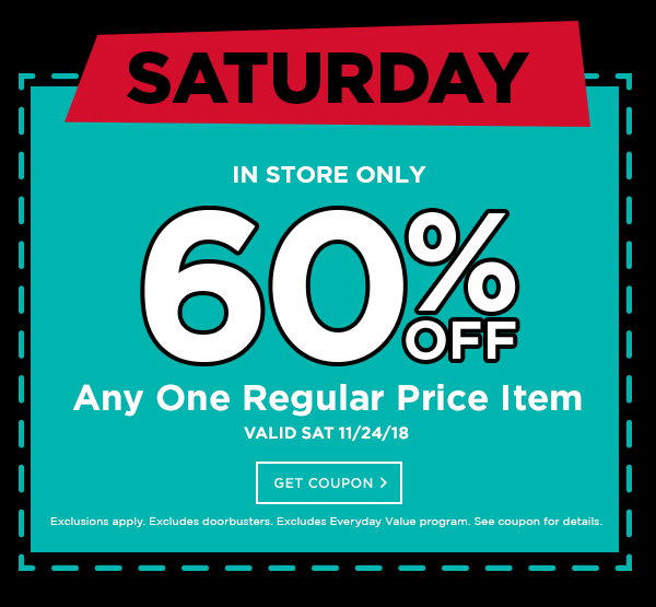 60% OFF Any One Regular Price Item 