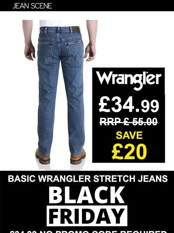 Jean Scene: Wrangler | Basic Stretch Jeans | Promo code SAVE10 | Milled