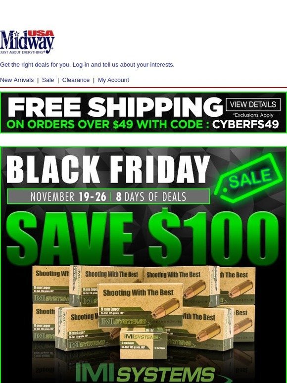 MidwayUSA Black Friday Week Is Here! Only 99.99 on IMI 9mm Luger JHP