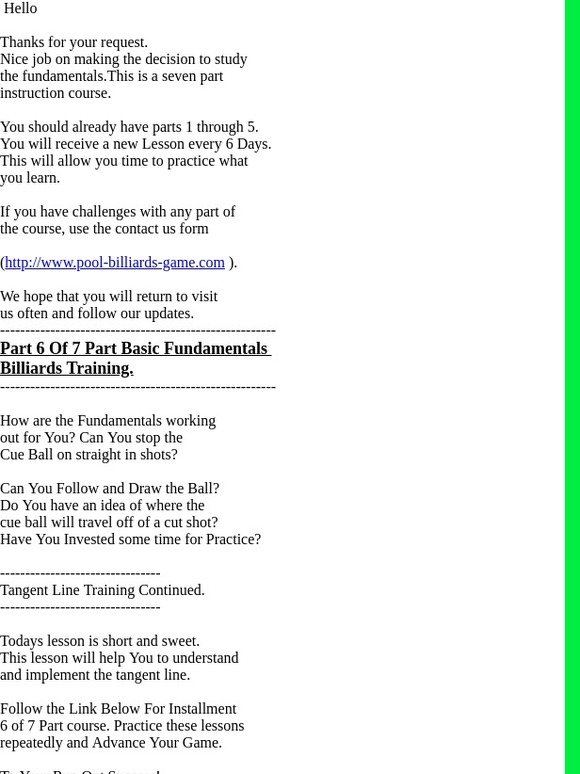 Basic Pool- Billiards Instruction Installment 6