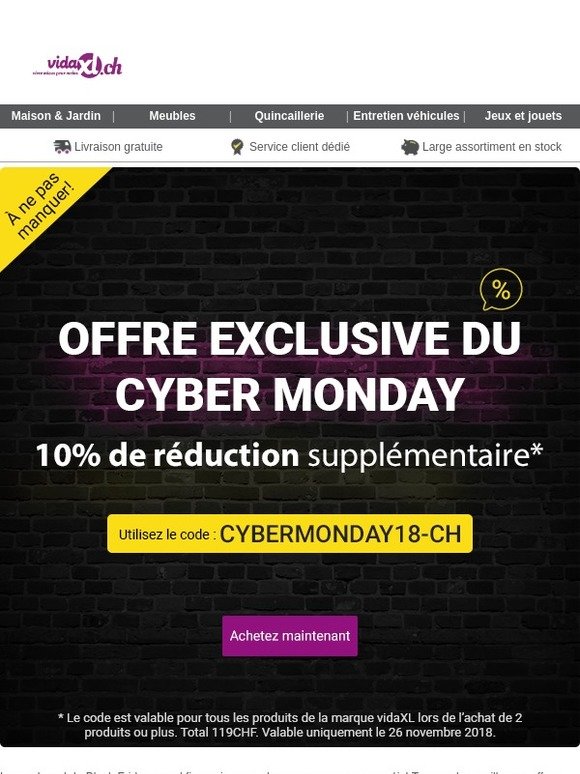 Ne ratez pas nos offres Black Friday & Cyber Monday