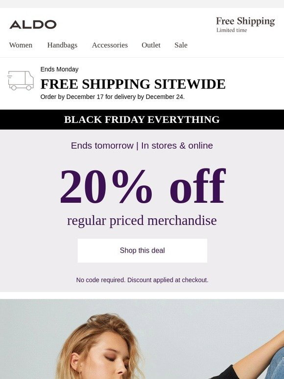 ALDO Shoes Black Friday continues 50 off ALL sale still going strong