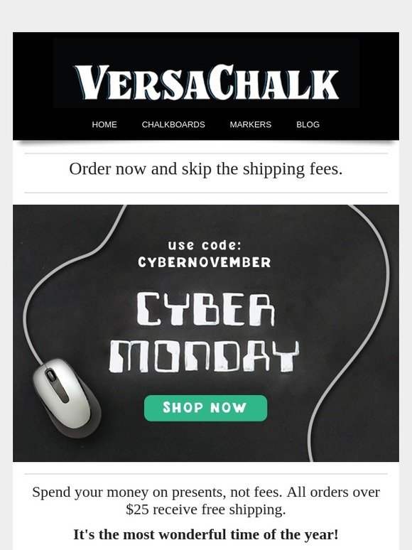 Today! Buy presents not postage. Free shipping on orders $25 and more