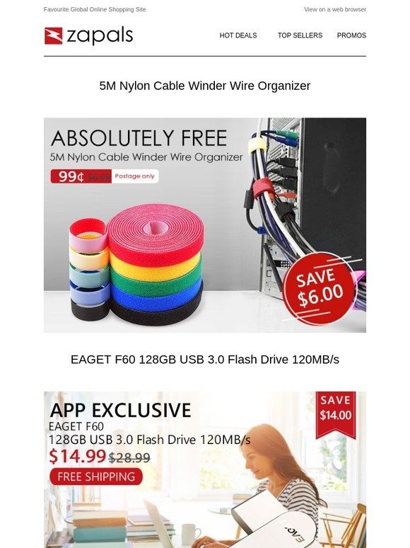 Cyber Monday Sale - 1000PCS Only - 5M Nylon Cable Winder $0.99 Shipped; 128GB 120MB/s USB 3.0 Flash Drive Sale $15 Shipped; Nintendo Control Grip $5.5