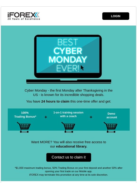 Cyber Monday trading announcement