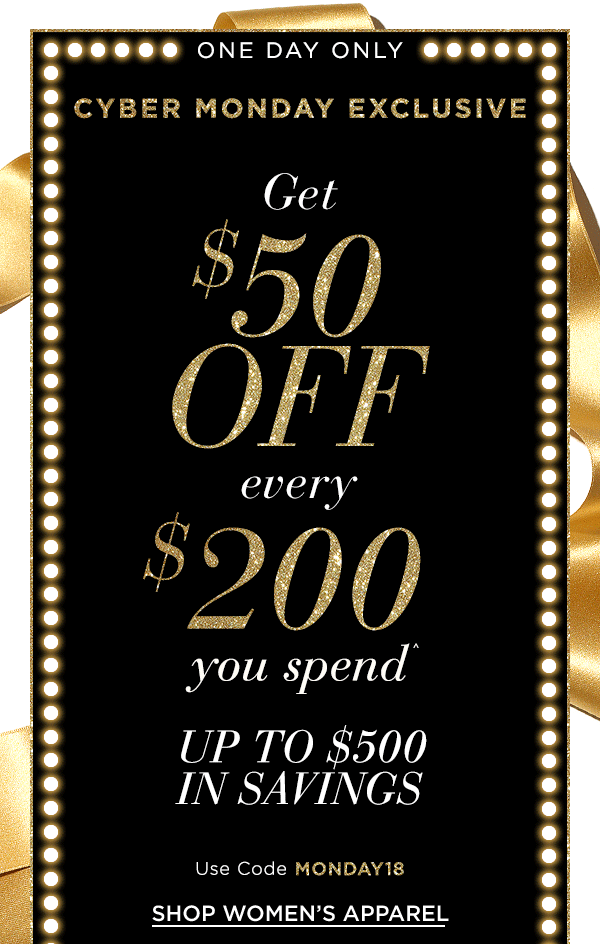 Get $50 off every $200 spent during Saks Fifth Avenue's Sale
