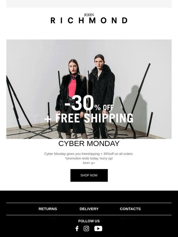 Cyber Monday gives you 30%off and freeshipping on all orders!