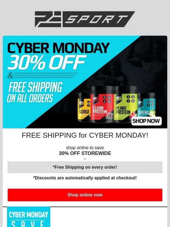 You get FREE SHIPPING -on all orders, with a fat Cyber Monday discount too!