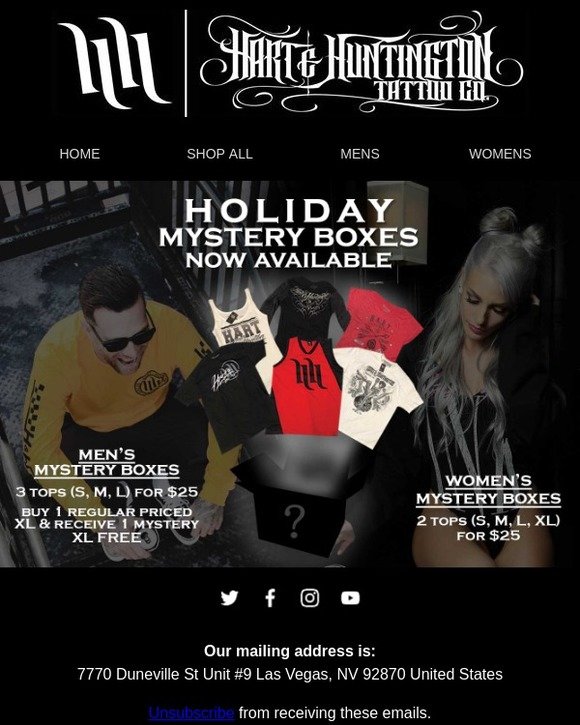 Hart & Huntington Holiday Mystery Boxes Available Now!