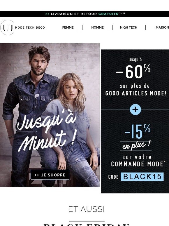 Dernier Jour : Black Friday jusqu’a -60% et -15% en plus !