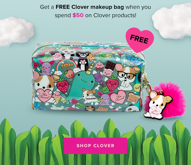 too faced clover makeup bolsa