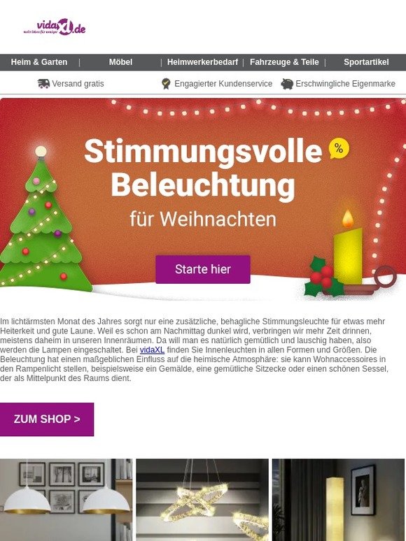 Bringen Sie Licht in den trüben Dezember mit unseren Innenleuchten