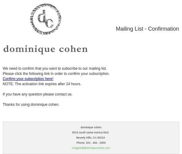 dominique cohen: Confirm the subcription