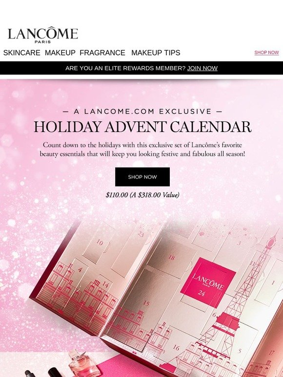 Lancôme US Exclusive. Limited Edition. The Holiday Advent Calendar is