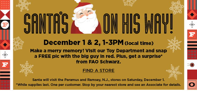 santa is on his way! find him in your store. santa is on his way! find him in your store.