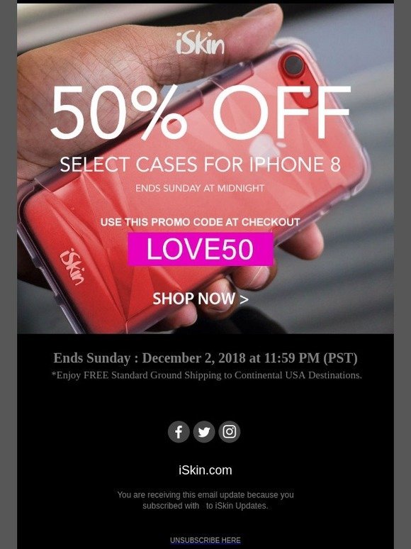 50% OFF iSkin for iPhone 8 and 8Plus