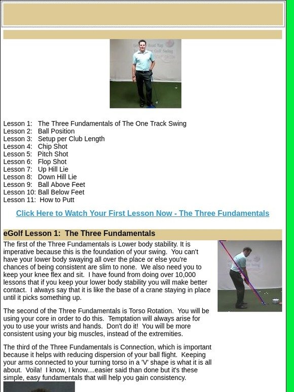 Golf Swing Prescription's eGolf Lessons Series - Lesson 1
