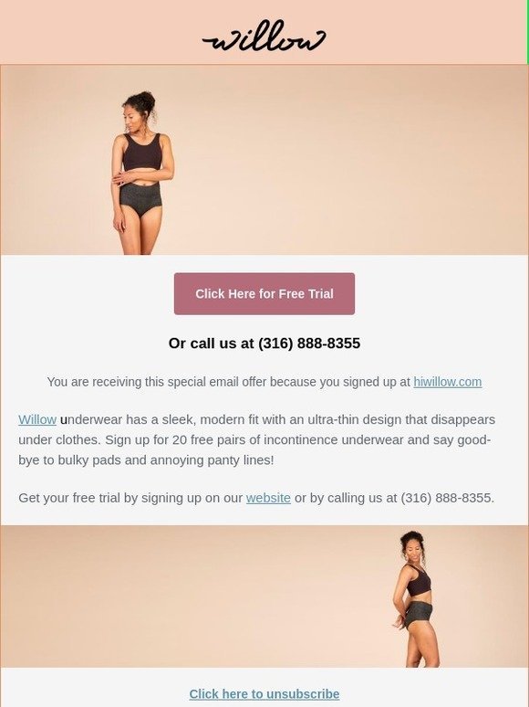 Free trial of ultra-absorbent incontinence underwear