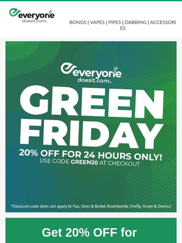 20% Off for Green Friday! ONLY 12HRS LEFT!