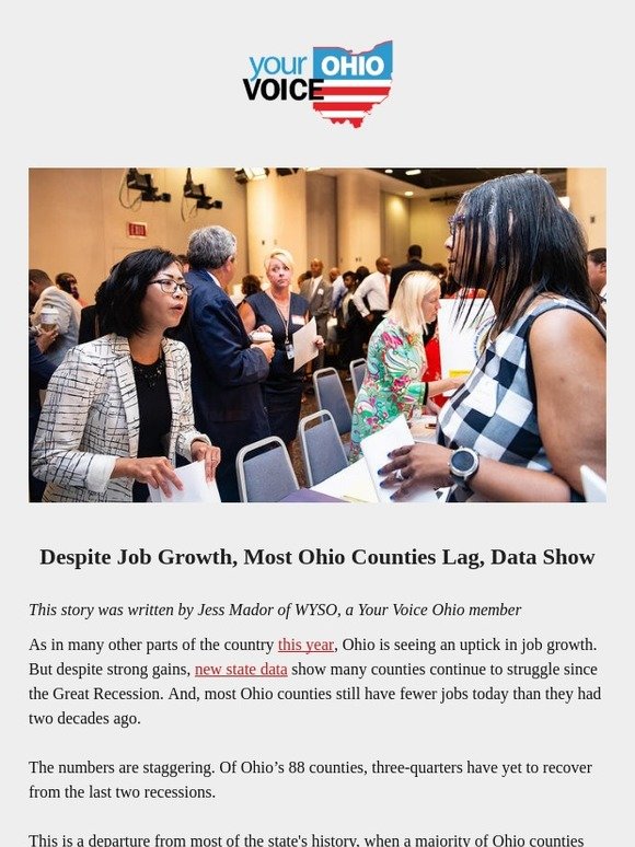 Despite Job Growth, Most Ohio Counties Lag, Data Show