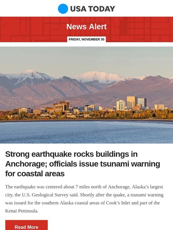 USA TODAY: Strong earthquake rocks buildings in Anchorage; officials ...