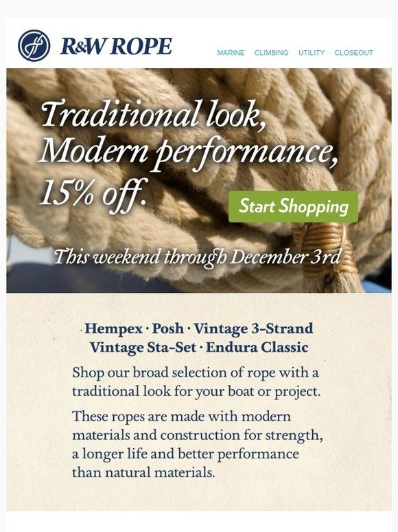 R&W Rope: Ropes with traditional look and modern performance [15% off]