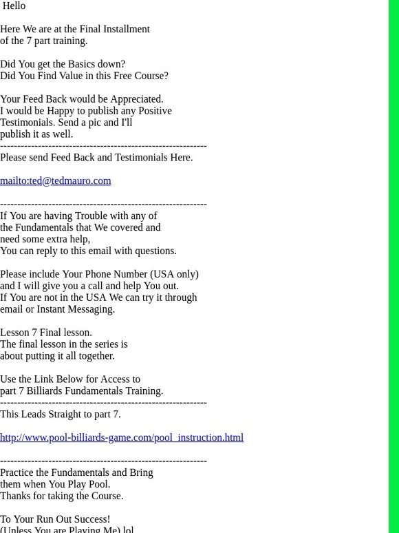 Basic Pool- Billiards Instruction Installment 7