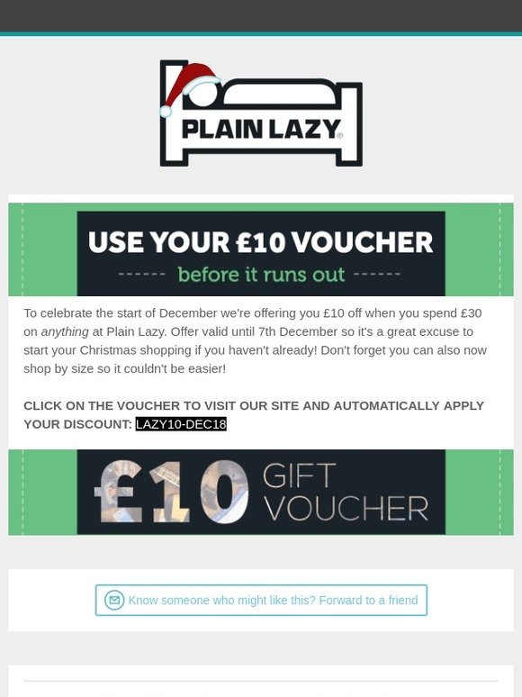 £10 Gift Voucher from Plain Lazy