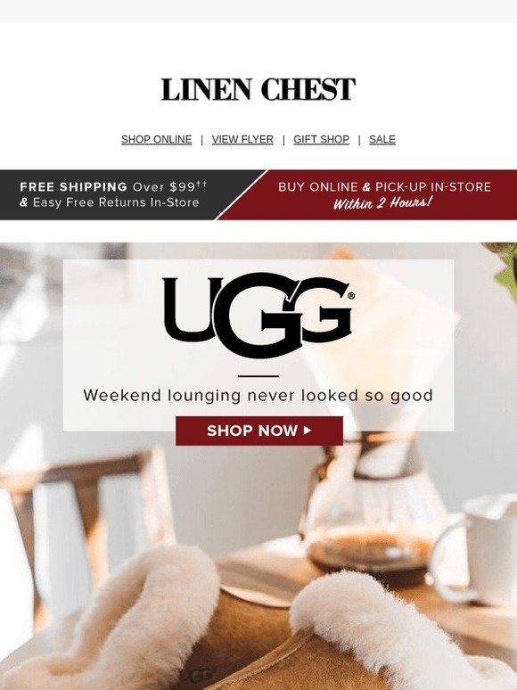 linen chest ugg slippers