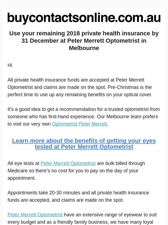 Use Your Private Health Insurance with Peter Merrett Optometrist in Melbourne
