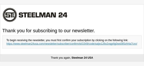 Newsletter subscription confirmation