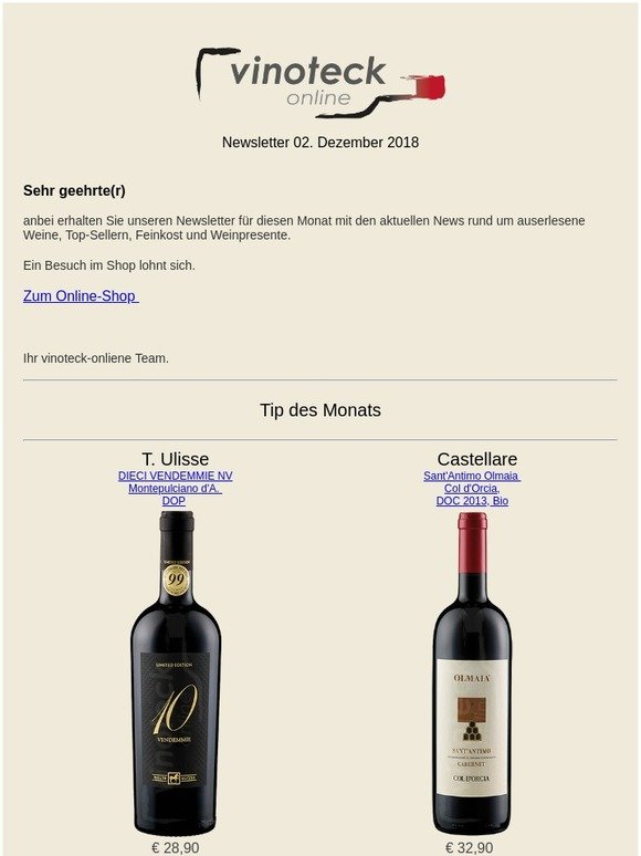 Weinimpressionen Dezember 2018