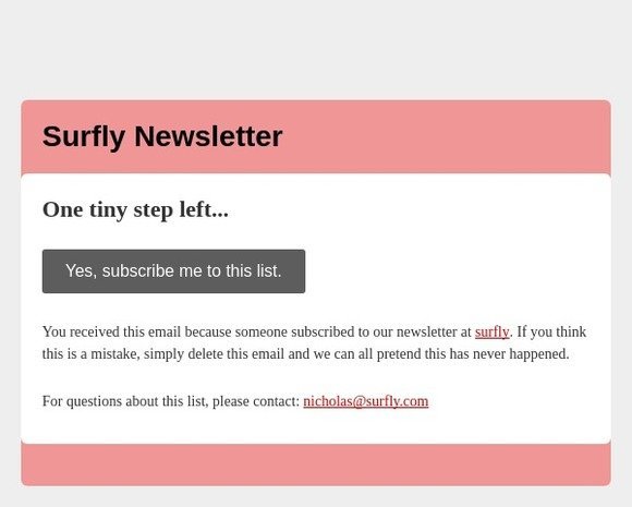 Surfly Signup Newsletter: Please Confirm Subscription