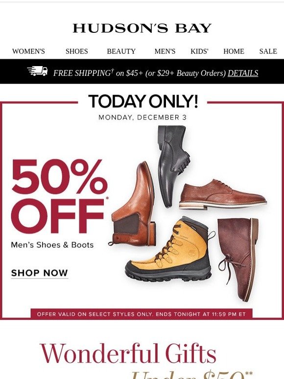 hudson bay mens shoes sale