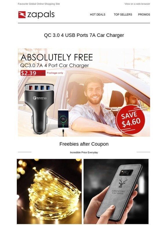 $2 Deals - QC 3.0 4 USB Ports 7A Car Charger; 1900LM LED+COB 8 Modes Headlamp $8.99 Shipped; Orico 40W 5 Port Mini Bus Charger $19.99 Shipped