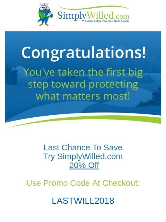 Last Chance To Save 20% - SimplyWilled.com