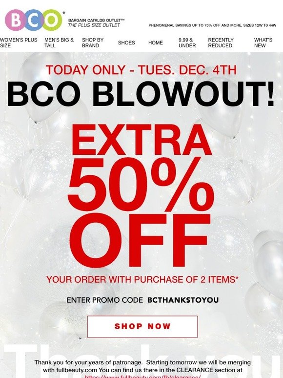 BCOutlet BCO BLOWOUT ⏳Today Only⏳ Get An EXTRA 50 OFF your order