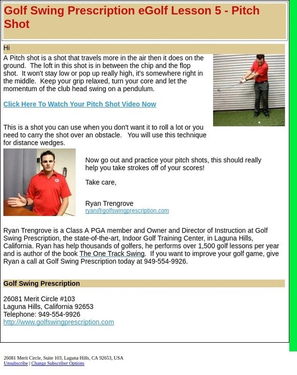 Golf Swing Prescription eGolf Lesson 5: Pitch Shot