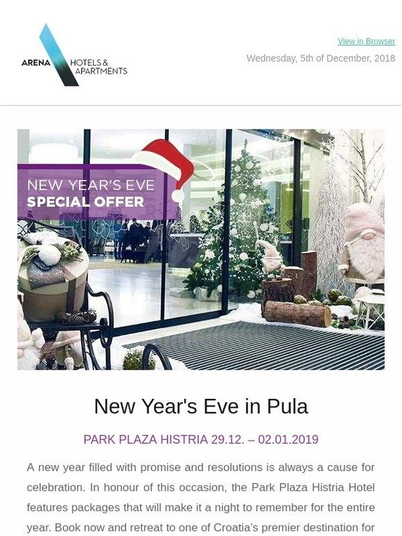 Experience an unforgettable New Year’s Eve in Park Plaza Histria Pula